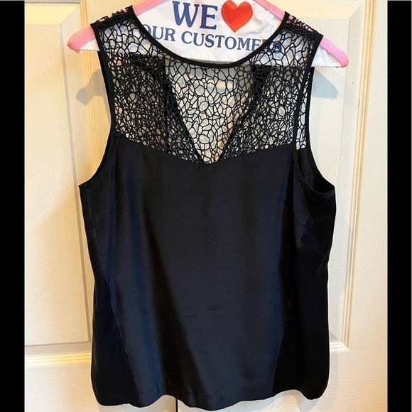 RAG & BONE BLACK SILK  w/ netting sleeveless top XS … EUC - Picture 1 of 8
